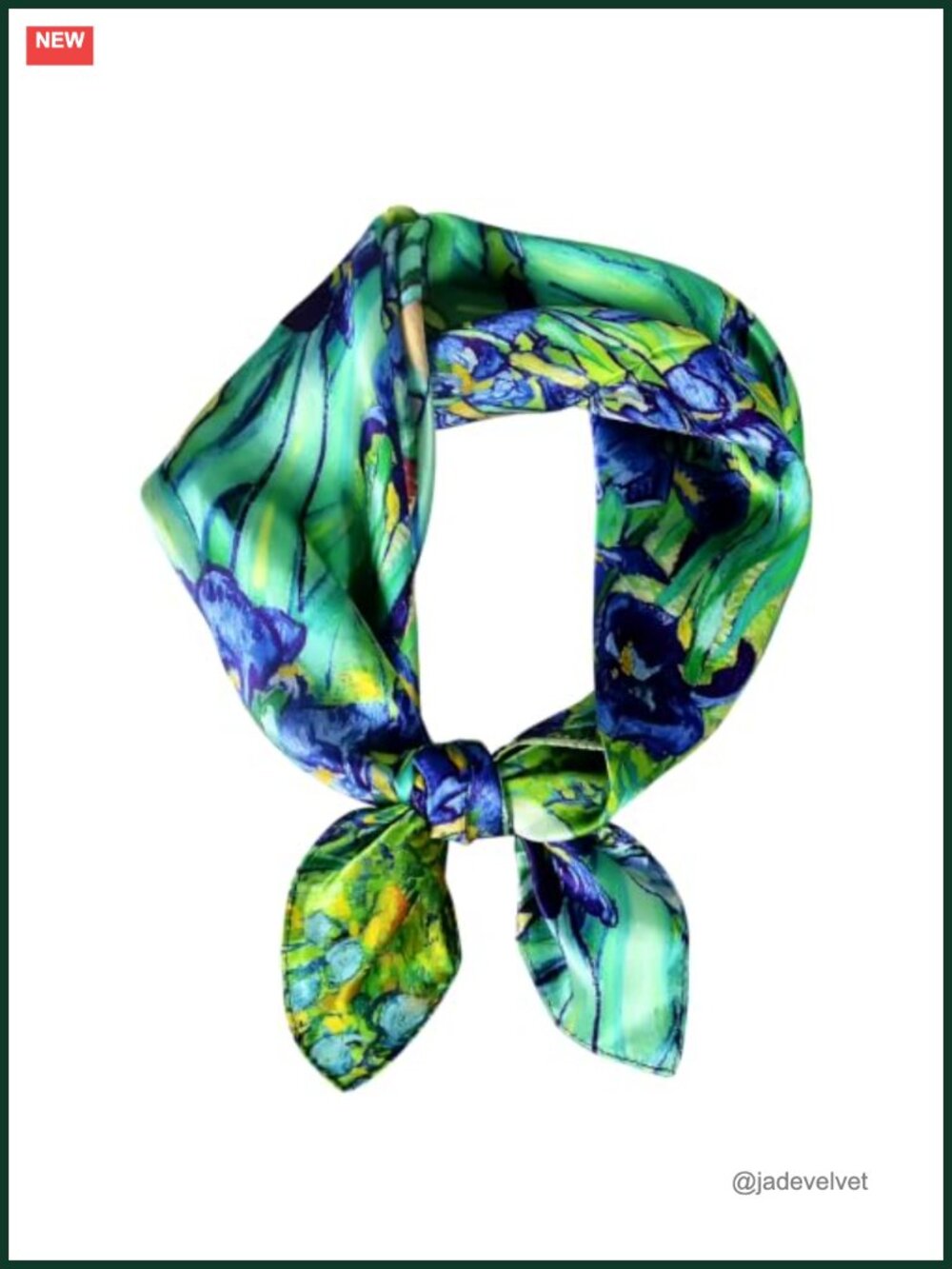 100% Mulberry Silk Neck Scarf 21" Square Floral Neckerchief
